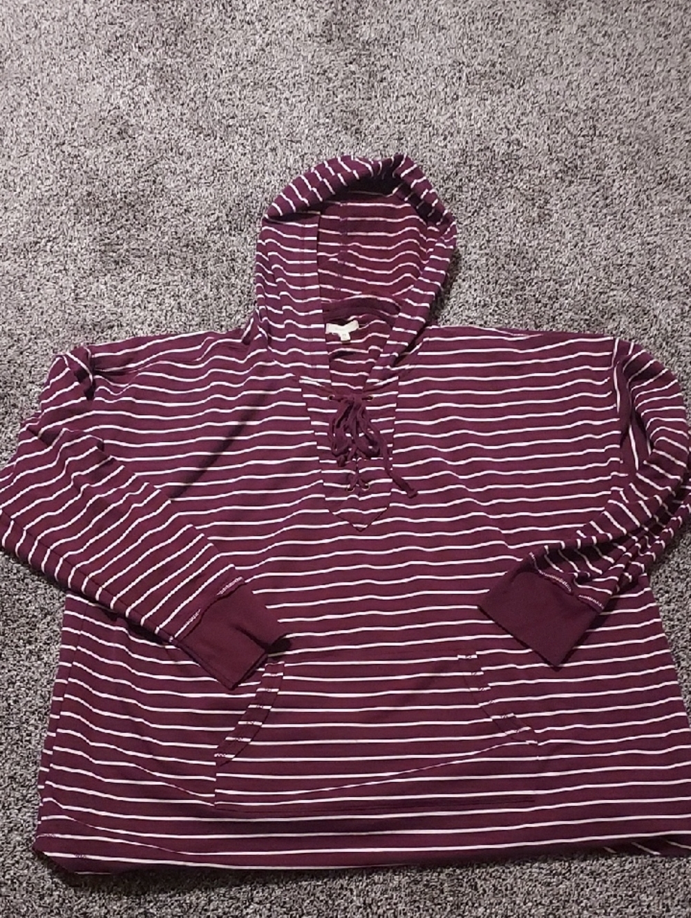 Womens Maurices Burgundy and White Striped Hoodie